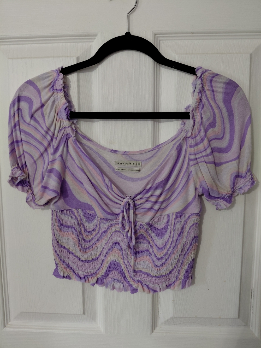 Urban Outfitters Lavender Swirl Smocked Crop Top